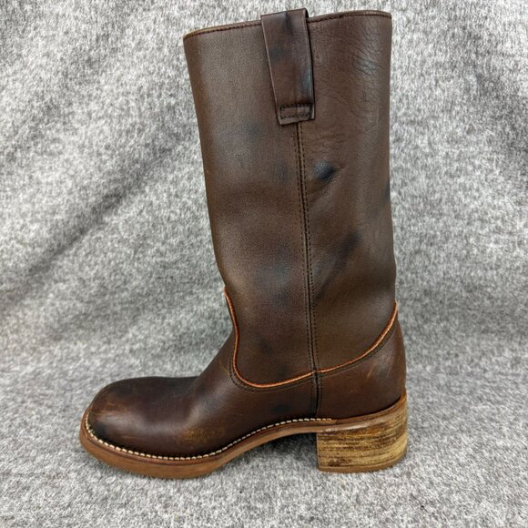 ✅Mens 7.5 VTG HH Brown Leather Western Cowboy Boots Goodyear Welt Republic Korea - Picture 10 of 12
